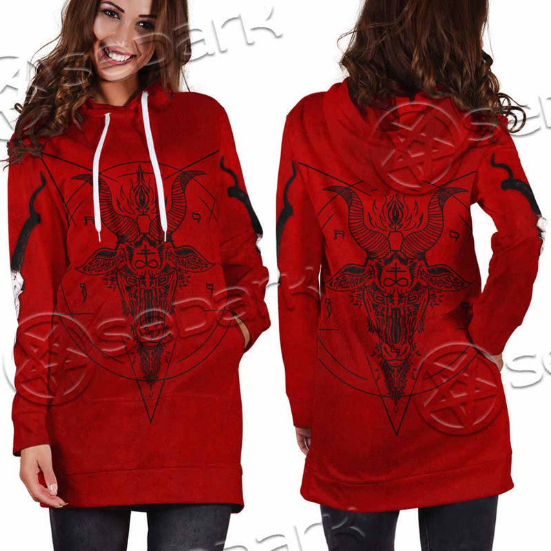 Pentagram With Demon Baphomet Satanic Goat Head SED-1051 Hoodie Dress