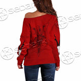 Pentagram With Demon Baphomet Satanic Goat Head SED-1051 Off Shoulder Sweaters