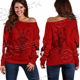 Pentagram With Demon Baphomet Satanic Goat Head SED-1051 Off Shoulder Sweaters