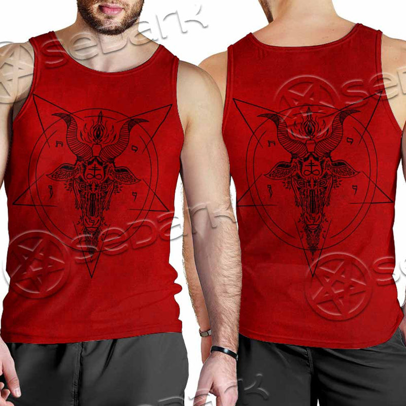 Pentagram With Demon Baphomet Satanic Goat Head SED-1051 Men Tank-tops