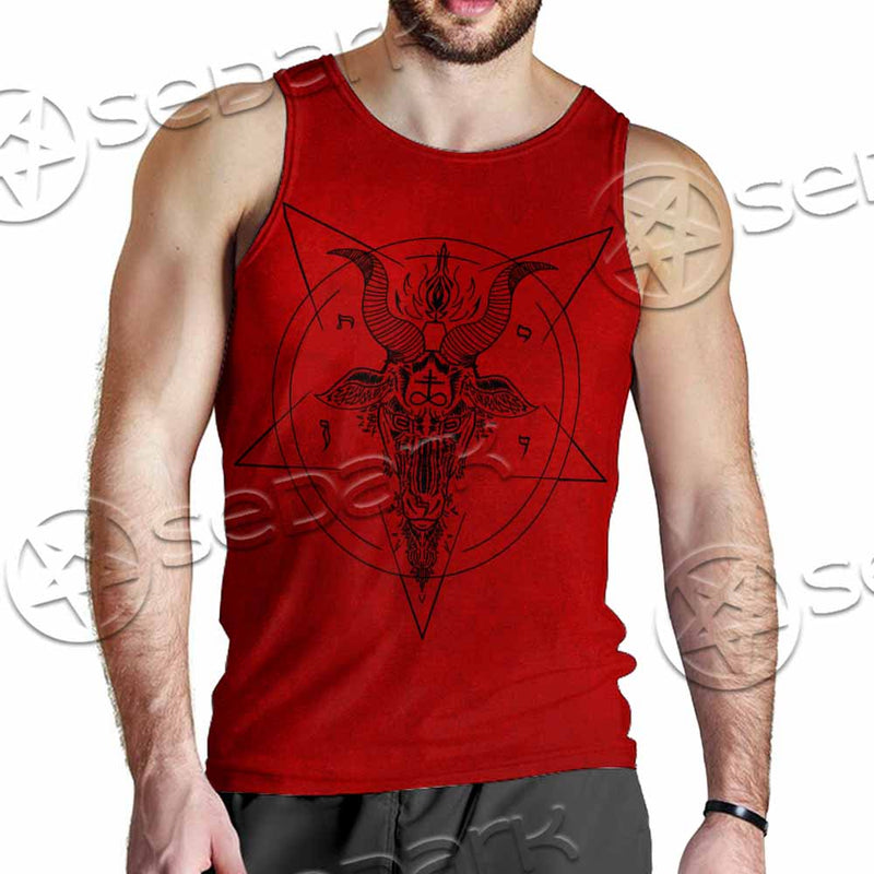 Pentagram With Demon Baphomet Satanic Goat Head SED-1051 Men Tank-tops