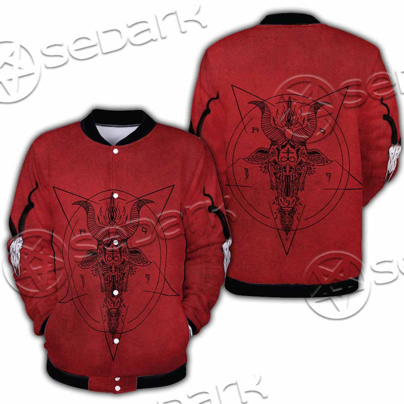 Pentagram With Demon Baphomet Satanic Goat Head SED-1051 Button Jacket