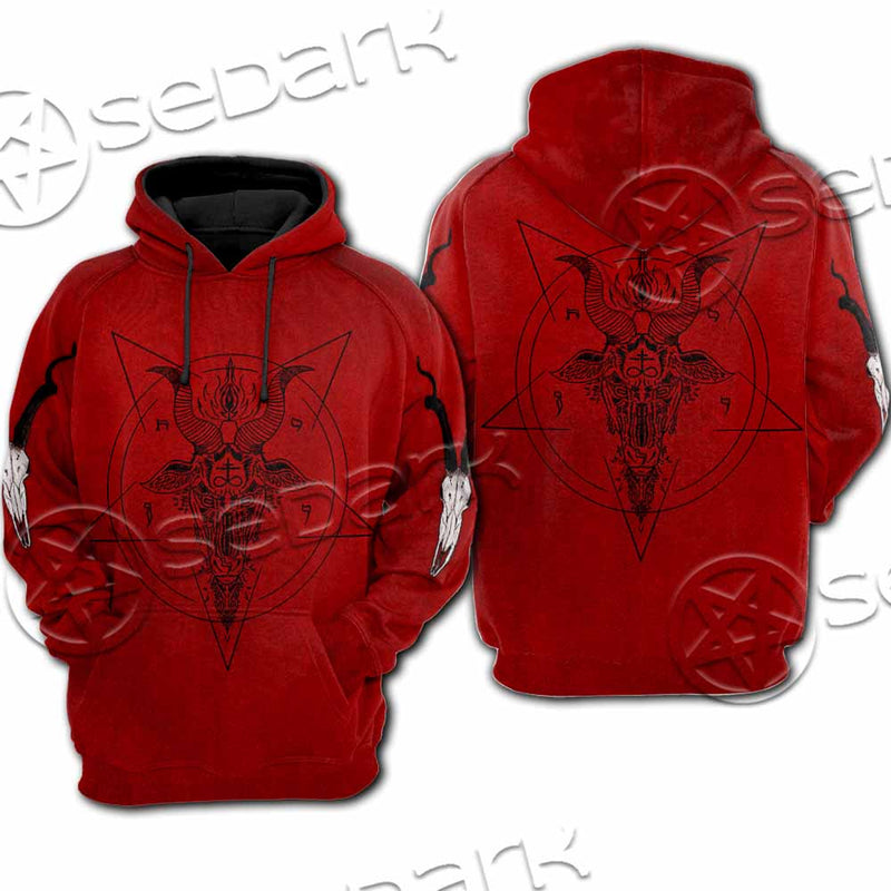 Pentagram With Demon Baphomet Satanic Goat Head SED-1051 Hoodie & Zip Hoodie Raglan