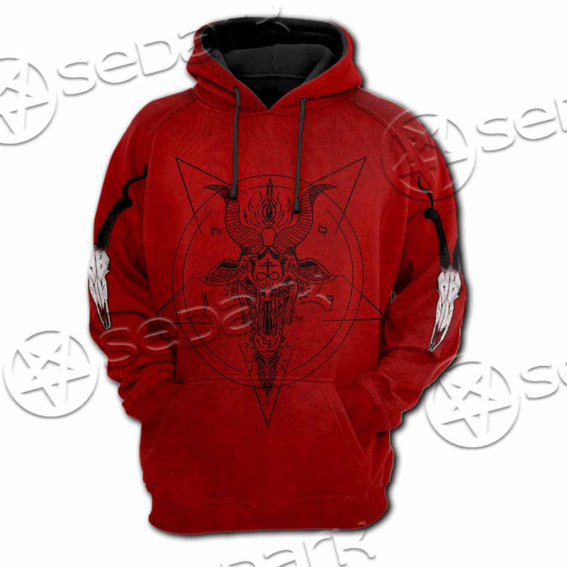 Pentagram With Demon Baphomet Satanic Goat Head SED-1051 Hoodie & Zip Hoodie Raglan