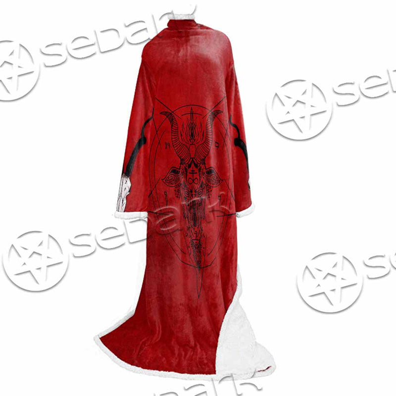 Pentagram With Demon Baphomet Satanic Goat Head SED-1051 Sleeved Blanket