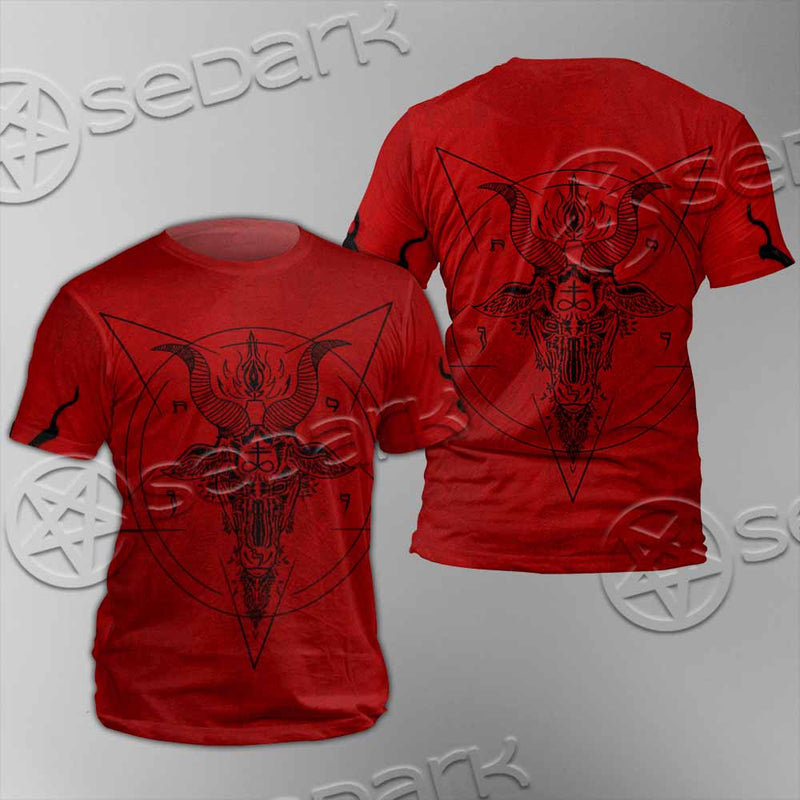 Pentagram With Demon Baphomet Satanic Goat Head SED-1051 Unisex T-shirt