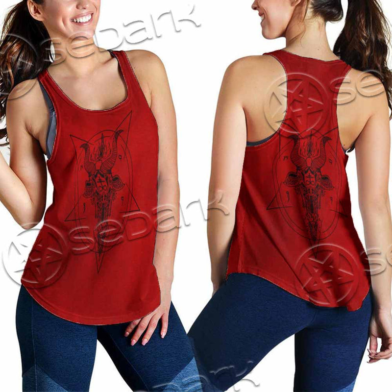 Pentagram With Demon Baphomet Satanic Goat Head SED-1051 Women Tank Top