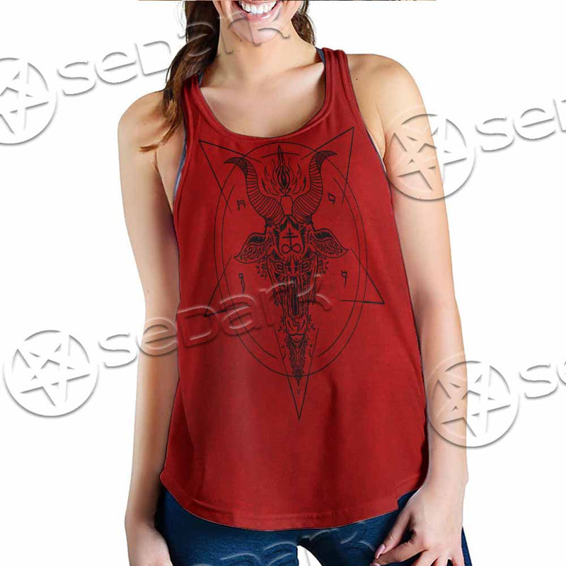 Pentagram With Demon Baphomet Satanic Goat Head SED-1051 Women Tank Top