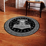 Viking Thor Hammer Runes SED-1052 Round Carpet