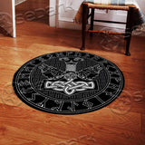 Viking Thor Hammer Wolf SED-1054 Round Carpet