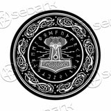 Thor Hammer Nordic Rune Mythology Wolf Viking SED-1055 Round Carpet