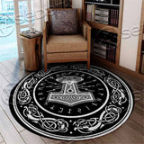 Thor Hammer Nordic Rune Mythology Wolf Viking SED-1055 Round Carpet