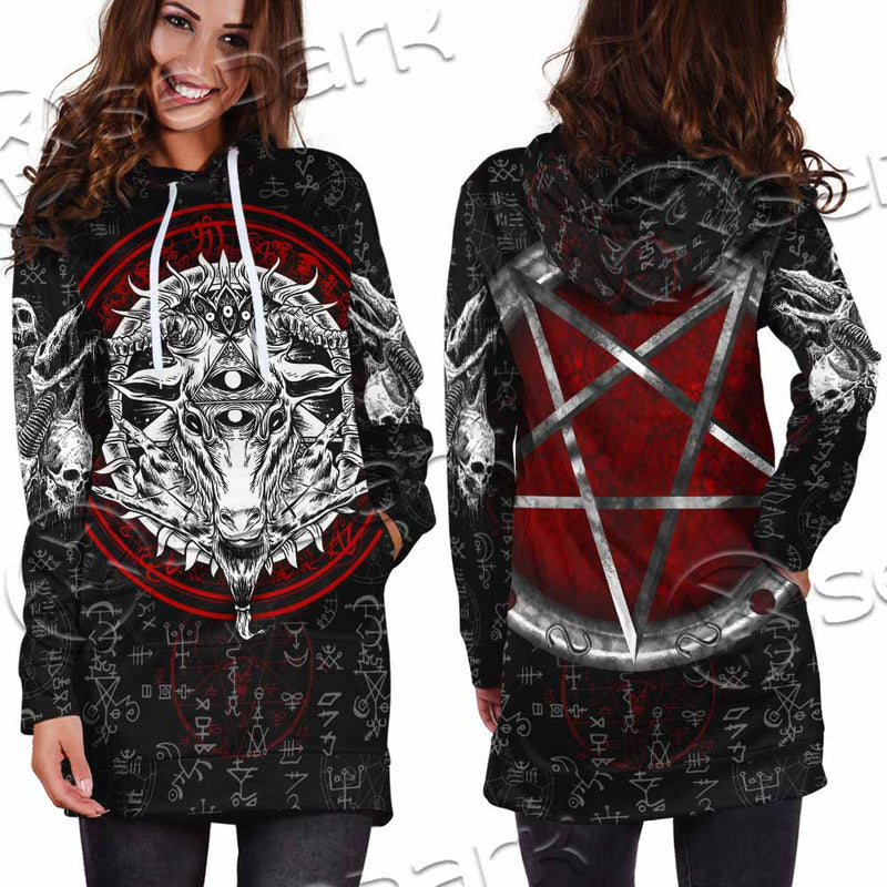 Pentagram Goat Head SED-1058 Hoodie Dress
