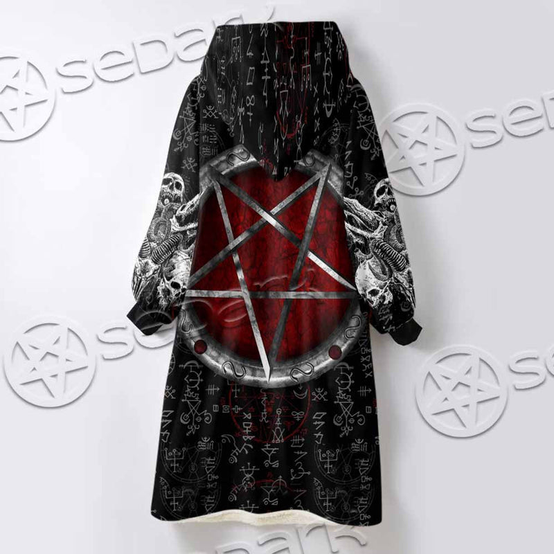 Pentagram Goat Head SED-1058 Oversized Sherpa Blanket Hoodie