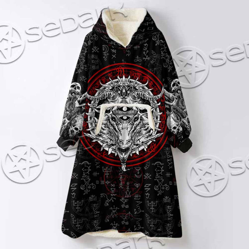 Pentagram Goat Head SED-1058 Oversized Sherpa Blanket Hoodie