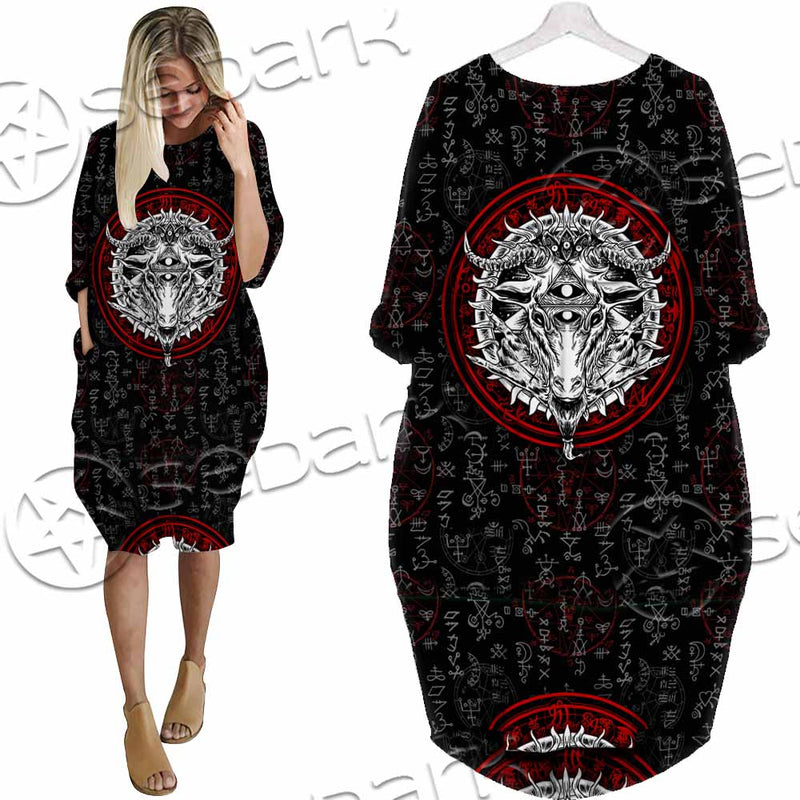 Pentagram Goat Head SED-1058 Batwing Pocket Dress