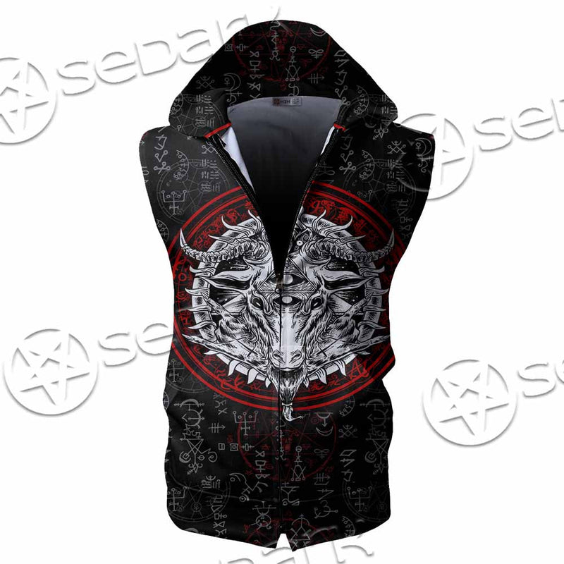 Pentagram Goat Head SED-1058 Zip Sleeveless Hoodie
