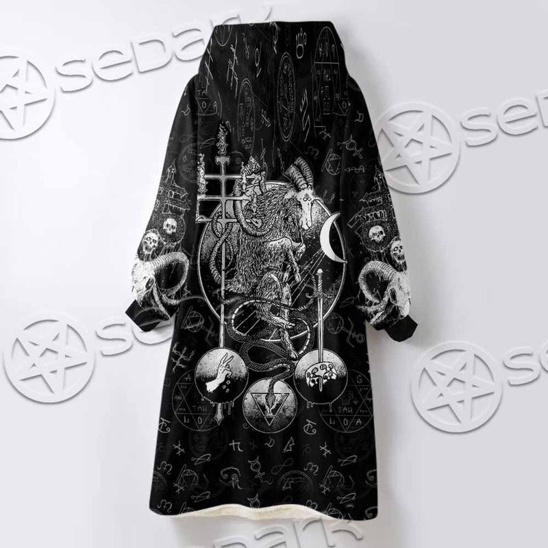 Satanic Black Metal SED-1059 Oversized Sherpa Blanket Hoodie