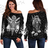 Satanic Black Metal SED-1059 Off Shoulder Sweaters