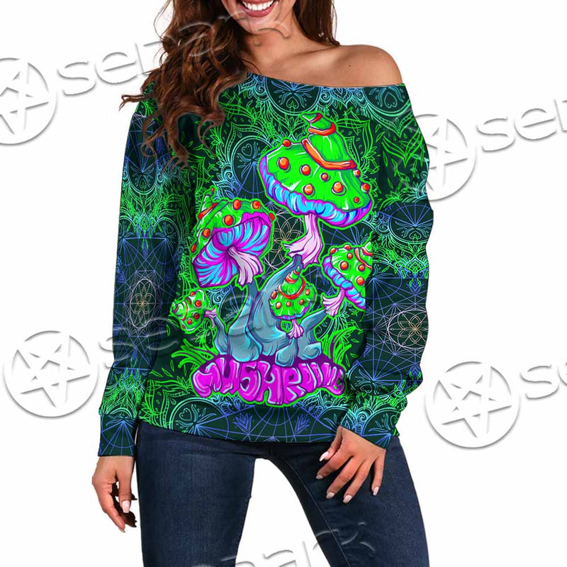 Trippy Mushroom SED-1062 Off Shoulder Sweaters