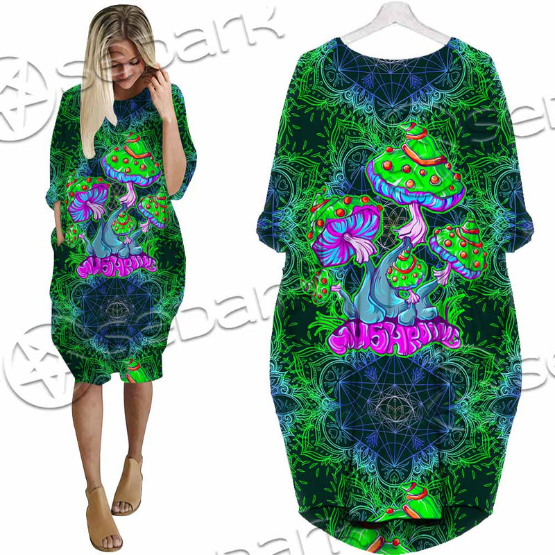 Trippy Mushroom SED-1062 Batwing Pocket Dress