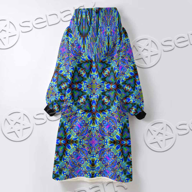 Psychedelic Seamless Pattern SED-1063 Oversized Sherpa Blanket Hoodie