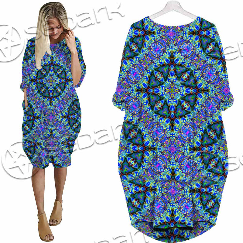 Psychedelic Seamless Pattern SED-1063 Batwing Pocket Dress
