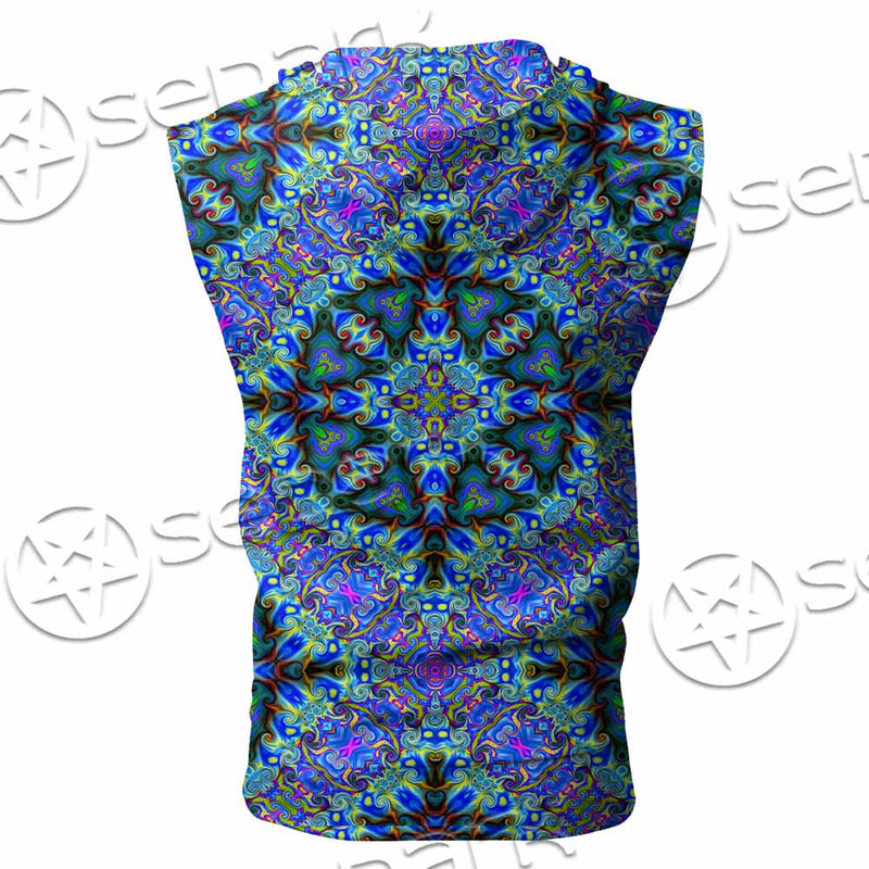 Psychedelic Seamless Pattern SED-1063 Zip Sleeveless Hoodie