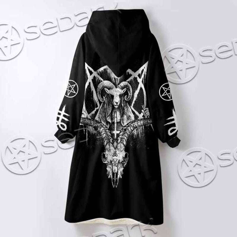 Baphomet Goat Head SED-1067 Oversized Sherpa Blanket Hoodie