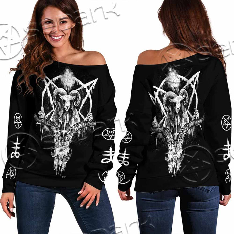 Baphomet Goat Head SED-1067 Off Shoulder Sweaters