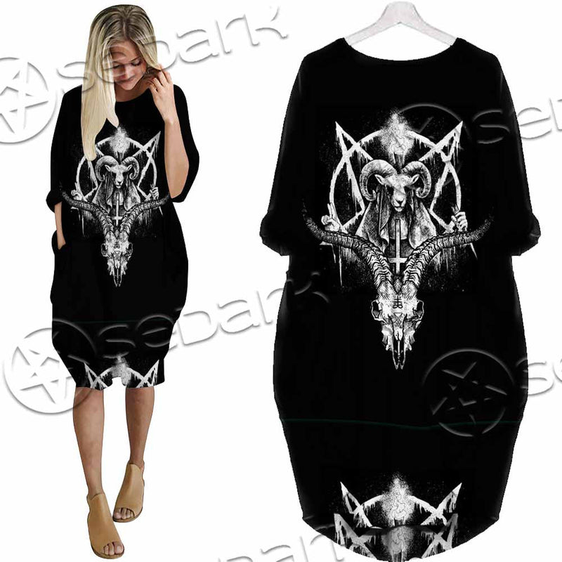 Baphomet Goat Head SED-1067 Batwing Pocket Dress