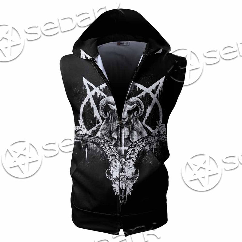Baphomet Goat Head SED-1067 Zip Sleeveless Hoodie