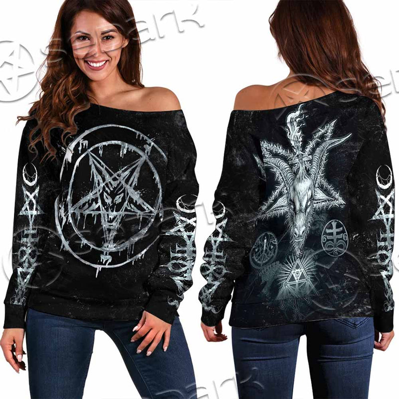 Baphomet Pentagram SED-1070 Off Shoulder Sweaters