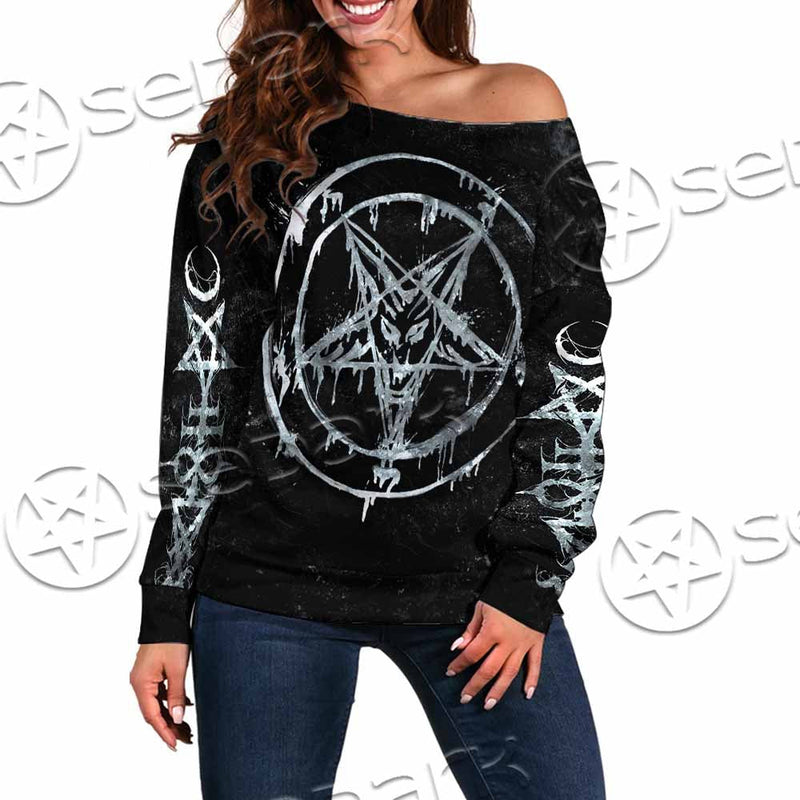 Baphomet Pentagram SED-1070 Off Shoulder Sweaters