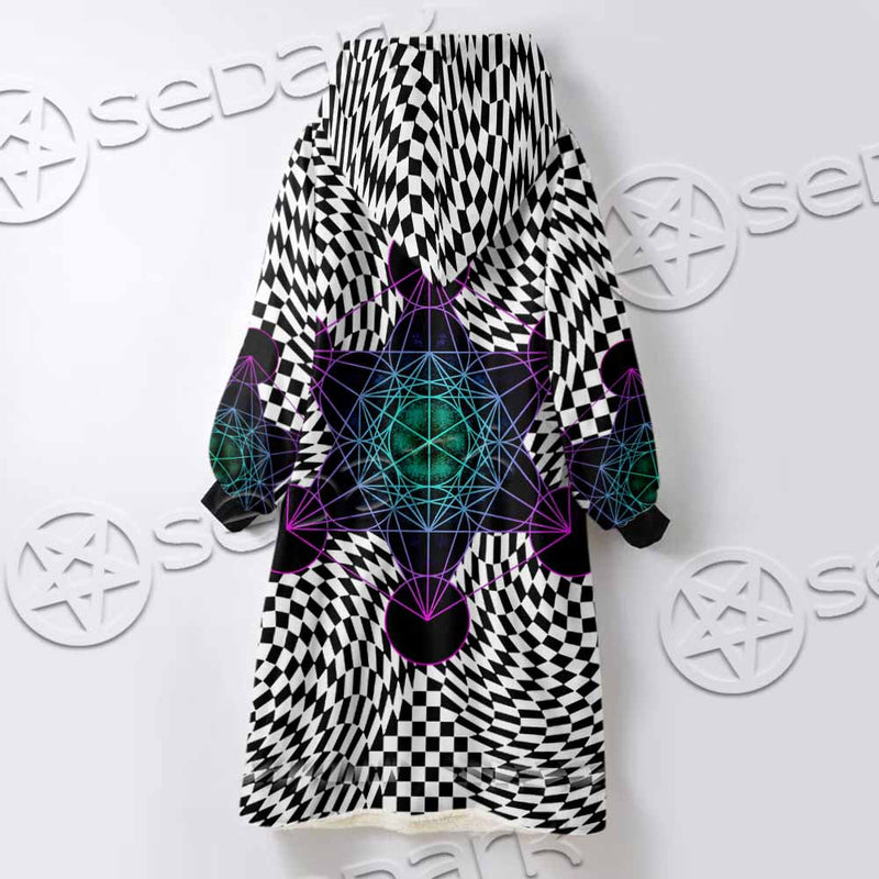 Psychedelic Metatron'S Cube SED-1072 Oversized Sherpa Blanket Hoodie