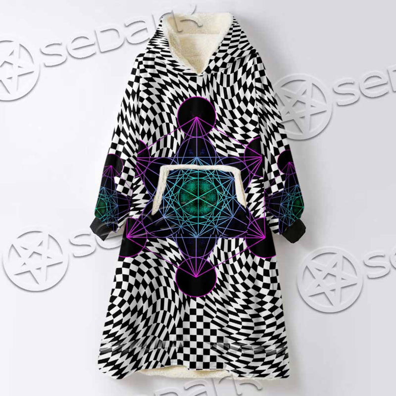 Psychedelic Metatron'S Cube SED-1072 Oversized Sherpa Blanket Hoodie
