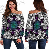 Psychedelic Metatron'S Cube SED-1072 Off Shoulder Sweaters