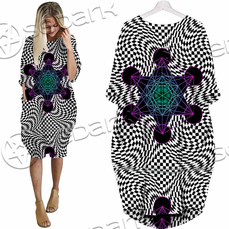 Psychedelic Metatron'S Cube SED-1072 Batwing Pocket Dress