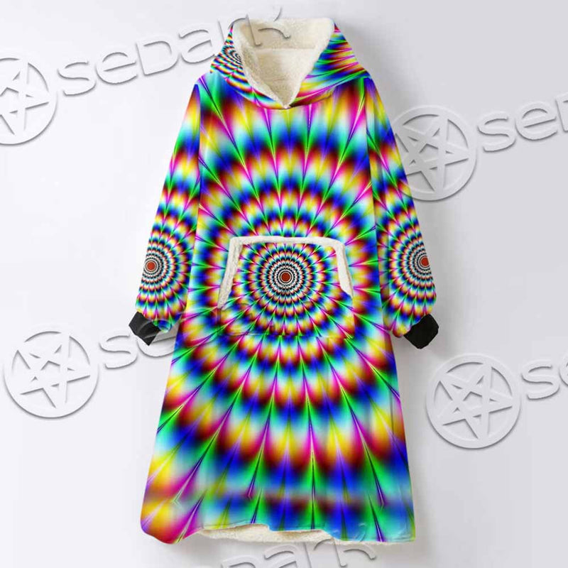 Psychedelic Optical Illusions SED-1073 Oversized Sherpa Blanket Hoodie