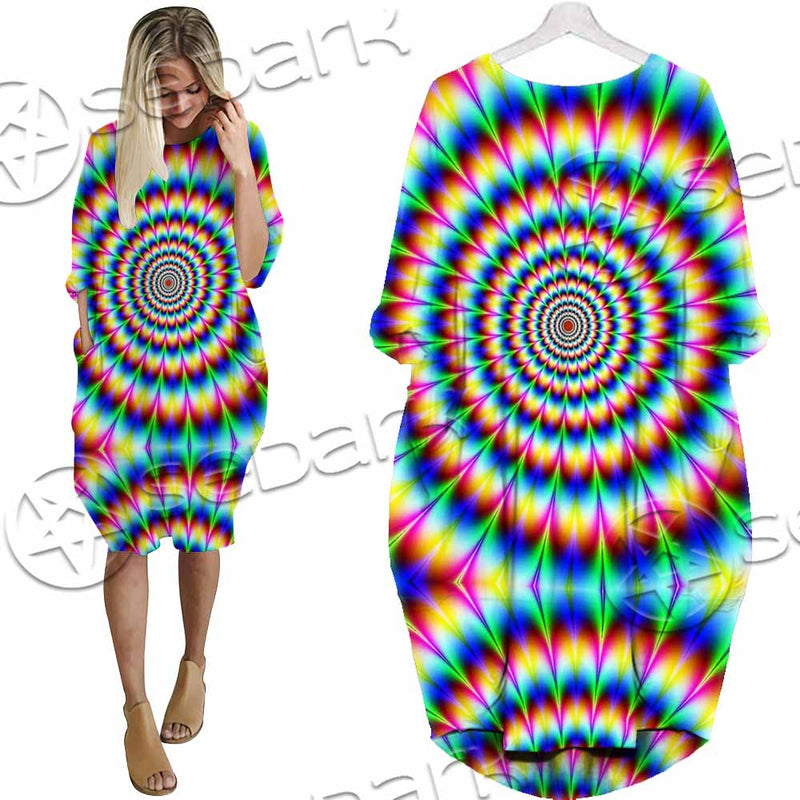 Psychedelic Optical Illusions SED-1073 Batwing Pocket Dress
