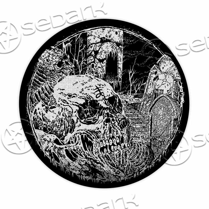 Circle Death Metal Illustration Skull Horror SED-1075 Round Carpet