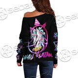 Unicorn Hail Satan SED-1078 Off Shoulder Sweaters