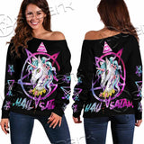 Unicorn Hail Satan SED-1078 Off Shoulder Sweaters