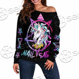 Unicorn Hail Satan SED-1078 Off Shoulder Sweaters