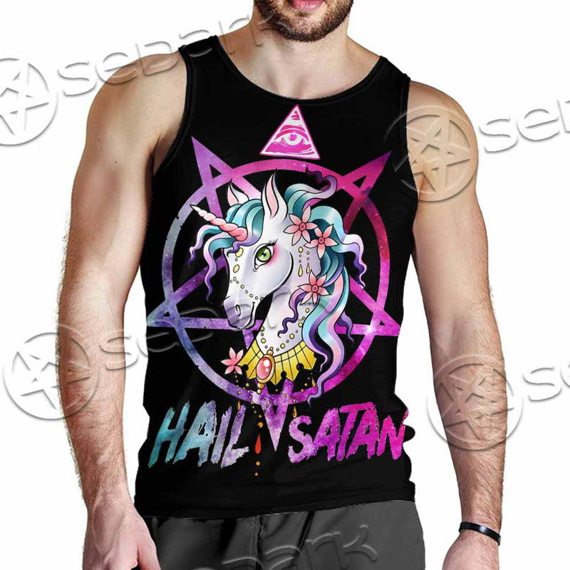 Unicorn Hail Satan SED-1078 Men Tank-tops