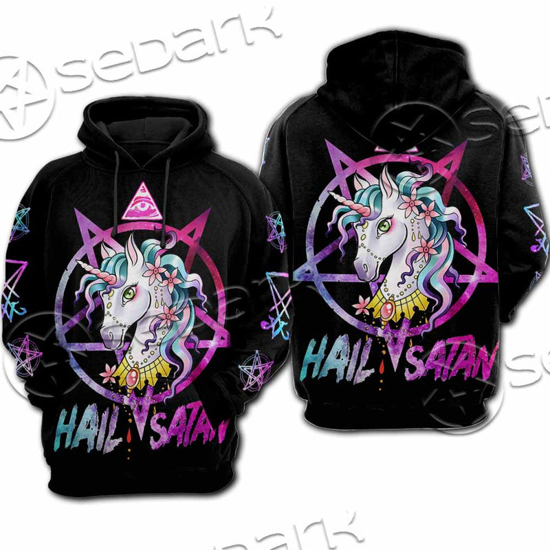 Unicorn Hail Satan SED-1078 Hoodie & Zip Hoodie Raglan