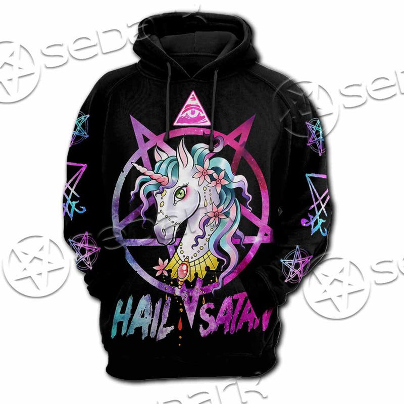 Unicorn Hail Satan SED-1078 Hoodie & Zip Hoodie Raglan