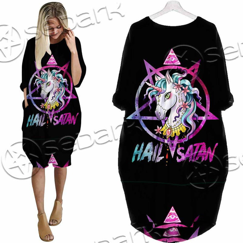 Unicorn Hail Satan SED-1078 Batwing Pocket Dress
