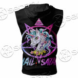 Unicorn Hail Satan SED-1078 Zip Sleeveless Hoodie