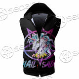 Unicorn Hail Satan SED-1078 Zip Sleeveless Hoodie